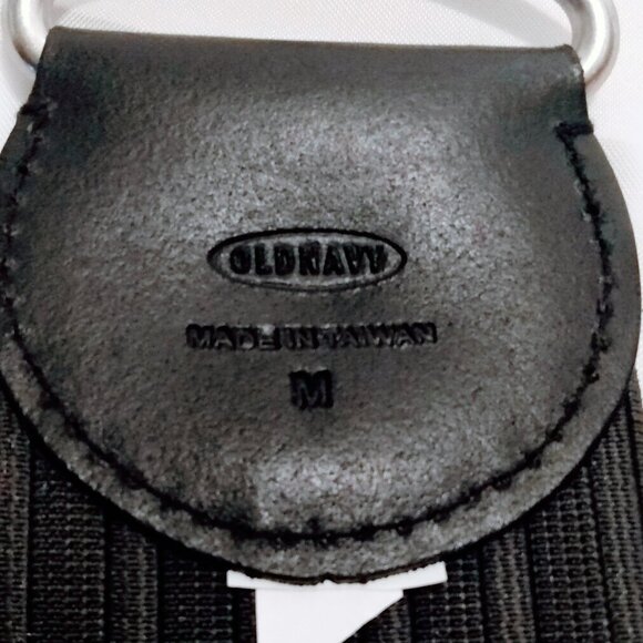 Old Navy-Material/Faux Leather-Black/Grey  Stretchy Wide Belt-M - Picture 6 of 11